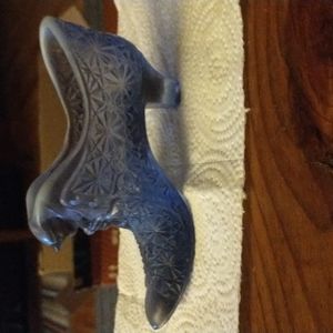Vintage blue glass shoe